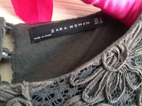 Robe courte pour femme ZARA en coton et dentelle … - image 3