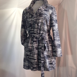 Women&#39;s Vintage Black and White Cotton Waterproof Trench Coat Sz M