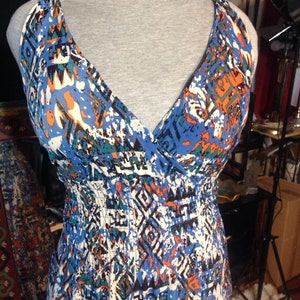 Vintage 1990s Boho Strappy V-Neck Maxi Sun Dress