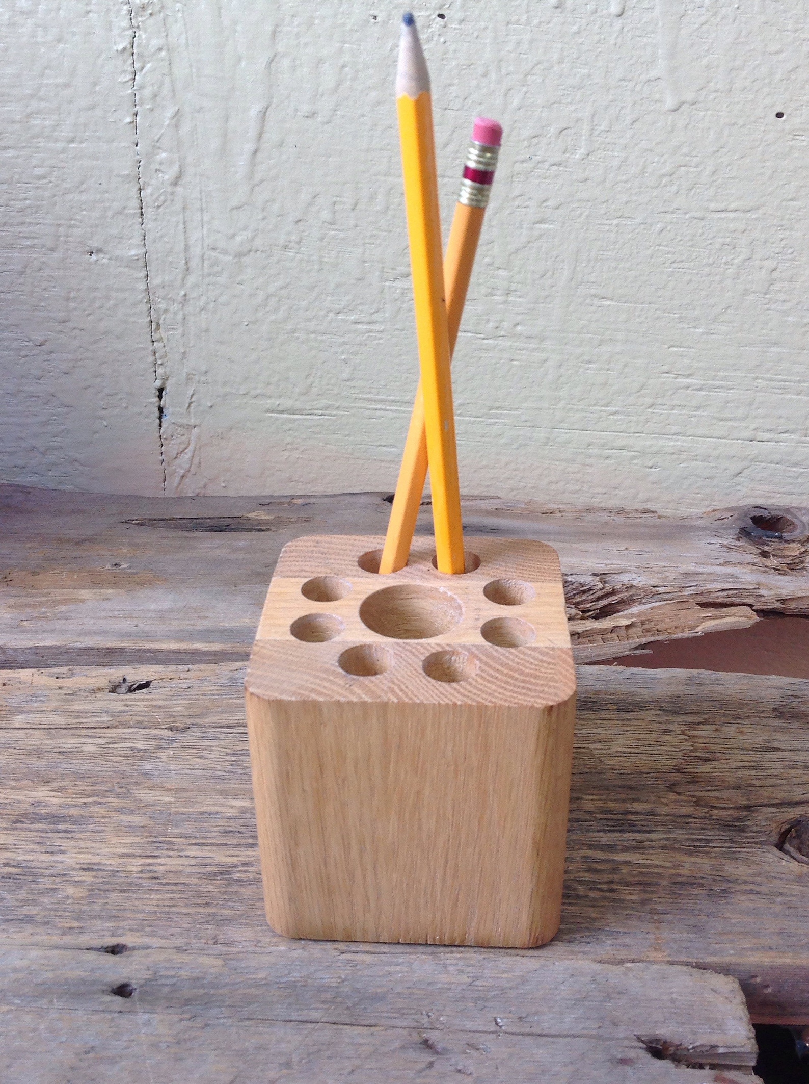 Cube Pencil Holder Minimalist Format in Vintage Oak Etsy UK