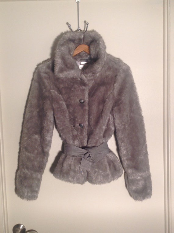 TRAF-Chaqueta de piel sintética con cinturón para mujer abrigo Vint TRAF-Chaqueta de piel sintética con cinturón para mujer abrigo Vint