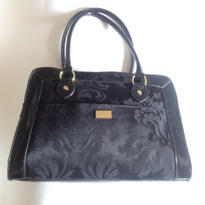 Bolso de mano/bandolera de lona jacquard y charol sintético de CORNELL'S®/vintage años 90/bolso de hombro/tote/ropa urbana