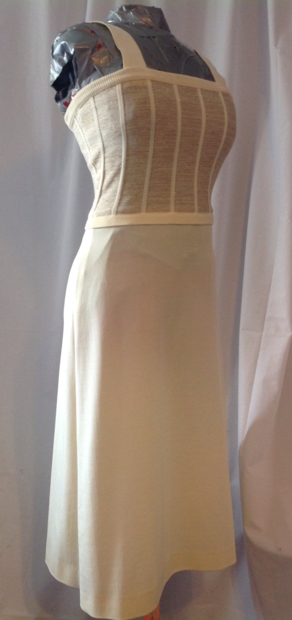 Vintage polyester/beige lamé gold/1970/ top/top la