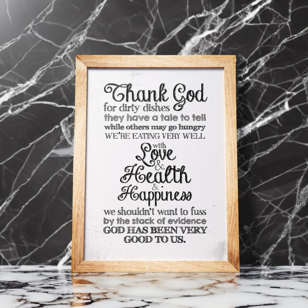 Thank God for Dirty Dishes Sign, Dirty Dishes Kitchen Art Print, Kitchen Decorations, Thank God Type Poster, Dirty Dishes Quote Printable