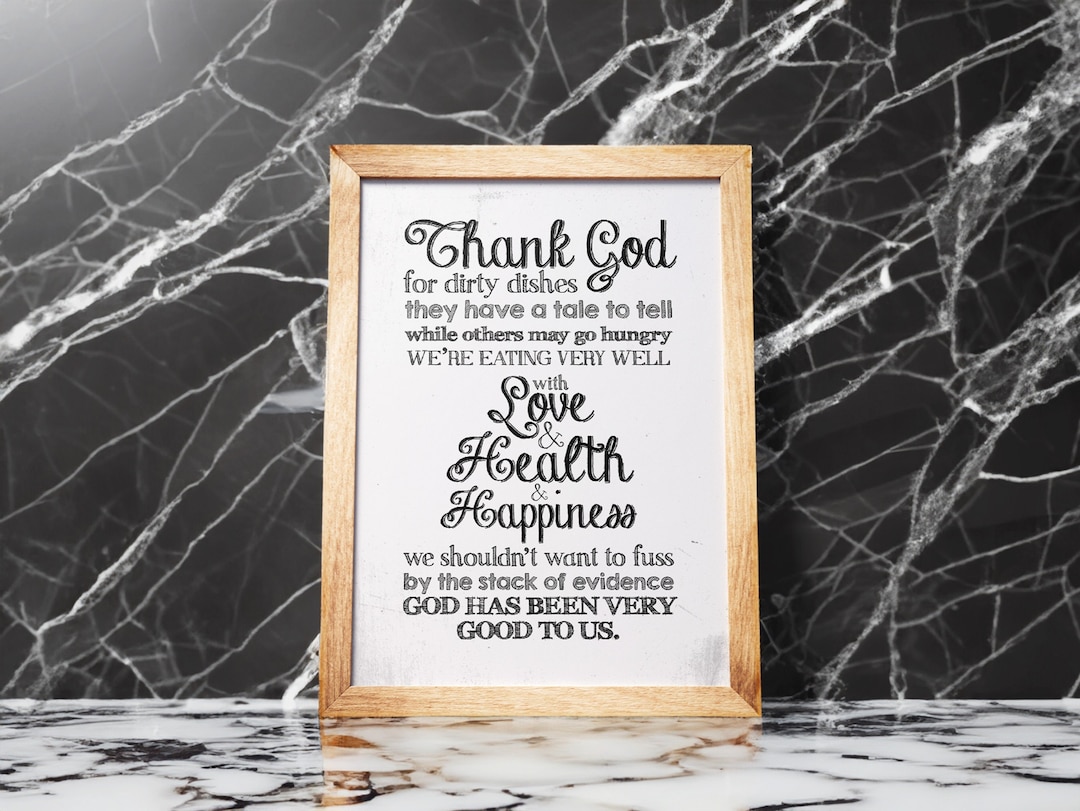 Thank God for Dirty Dishes Sign, Dirty Dishes Kitchen Art Print, Kitchen Decorations, Thank God