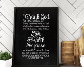 Thank God for Dirty Dishes, thank heaven for dirty dishes, kitchen wall decor, chalkboard art, chalkboard sign,