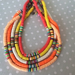 Heishi surfer necklace polymer bead stainless steel
