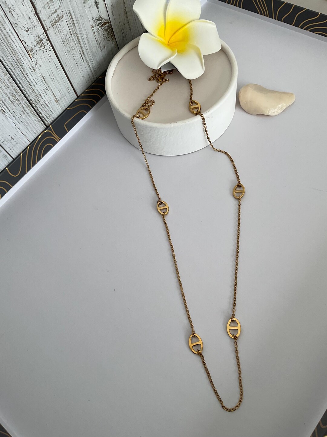 Sautoir Pendentif Maille Marine Dorée – collier long chic et moderne | Gaou Bijoux
