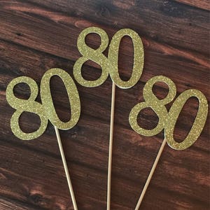 80th Birthday Decorations. 80 Centerpiece Sticks. Number 80 Table Decorations. 3 Count image 1