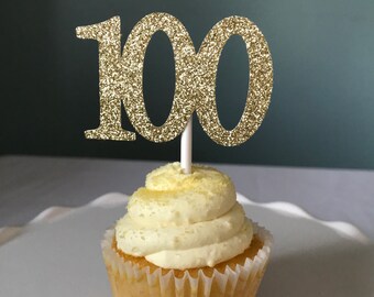 100 Cupcake Topper, 100th Birthday Cupcake Toppers, Age One Hundred Cupcake Toppers, 100th Birthday, 100th Birthday Party, 100th Celebration