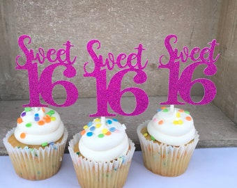 32 Best Photos Sweet 16 Cupcake Decorations : Sixteen Party 16 Sweet 16 Decor Sweet 16 Cupcake Topper Sweet 16 Cupcake Toppers Birthday Party 16th Birthday Sixteenth Birthday Decorations