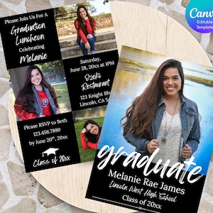 Modern Graduation Announcement, Editable Graduation Invite Template, Graduation Photo Invitation, Senior Graduation Party Invite