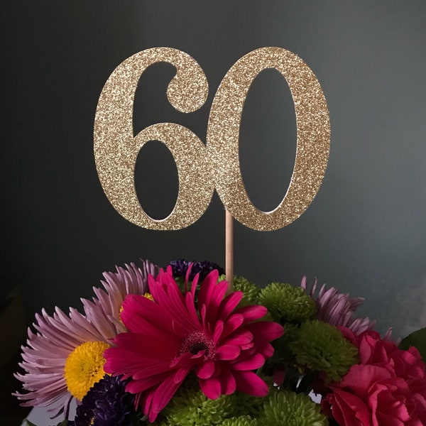 60th Birthday Decorations, 60 Centerpiece Picks, 60th Birthday Centerpiece Sticks, Sixty Sticks, Sixty Centerpiece Sticks (3 Count)