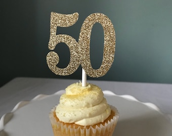 50 Cupcake Toppers, 50th Birthday Cupcake Toppers, Fifty Cupcake Toppers, Fiftieth Birthday, Fifty Birthday Cupcakes, 50 Anniversary