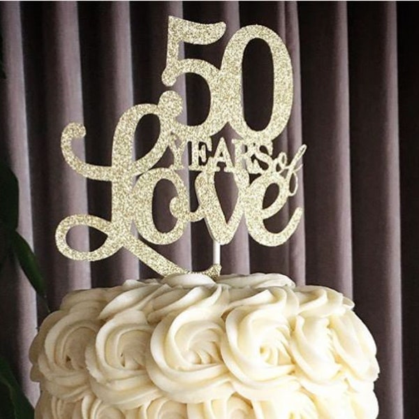 50 Years of Love Cake Topper. 50th Anniversary Cake Topper. Wedding Anniversary Decorations. 50 years of marriage. Vow renewal.