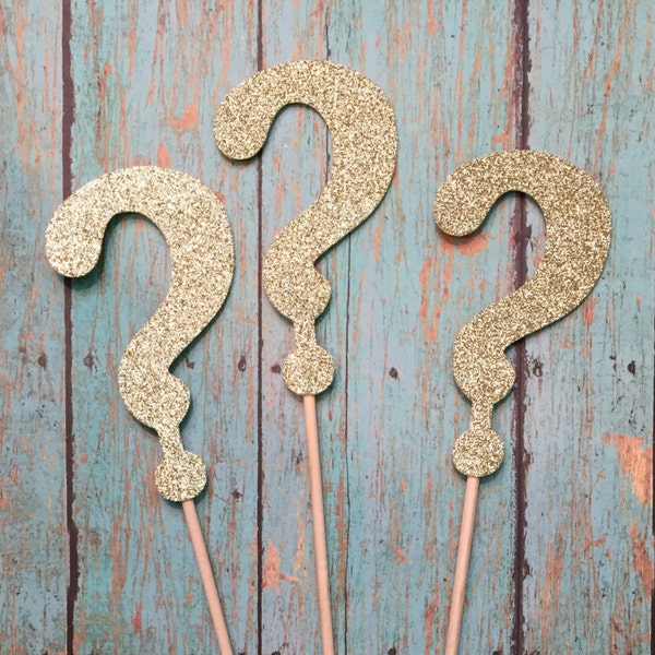 Question Mark Sticks, Gender Reveal Centerpieces, Boy or Girl Centerpieces, Baby Shower Centerpiece Sticks, He or She Centerpieces (Qty. 3)