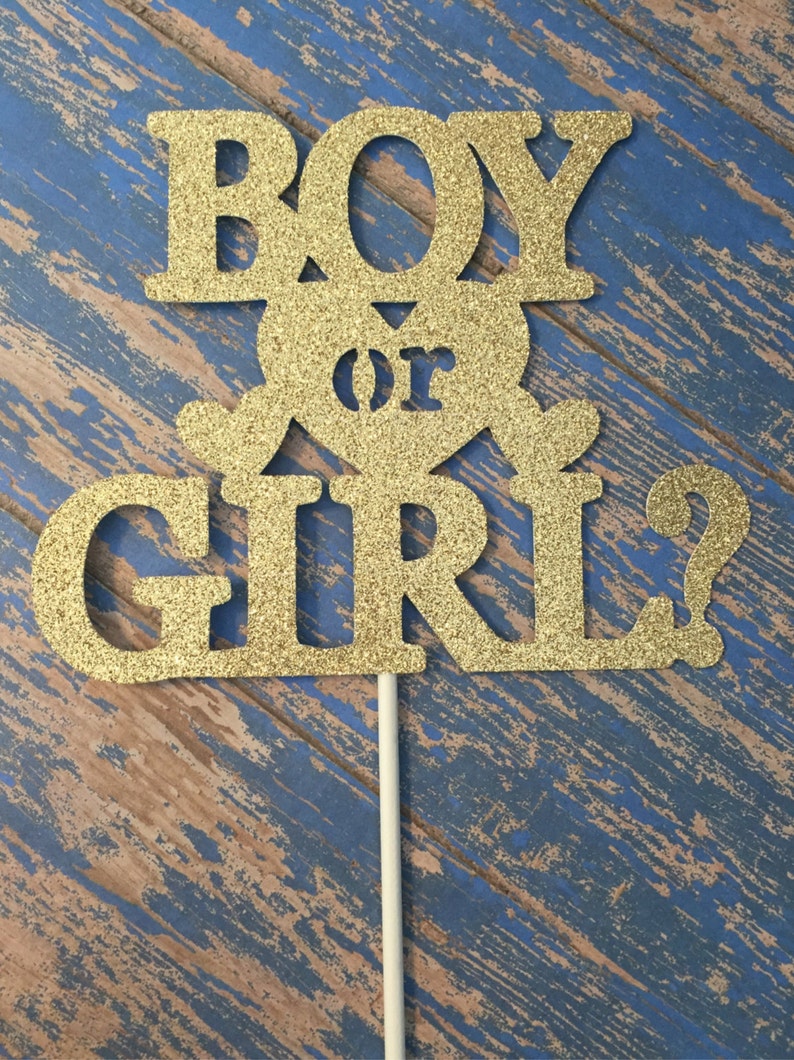 Gender Reveal Cake Topper, Boy or Girl Cake Topper, Baby Shower Cake Topper, Gold Gender Reveal Cake Topper, Gold Cake Topper image 2