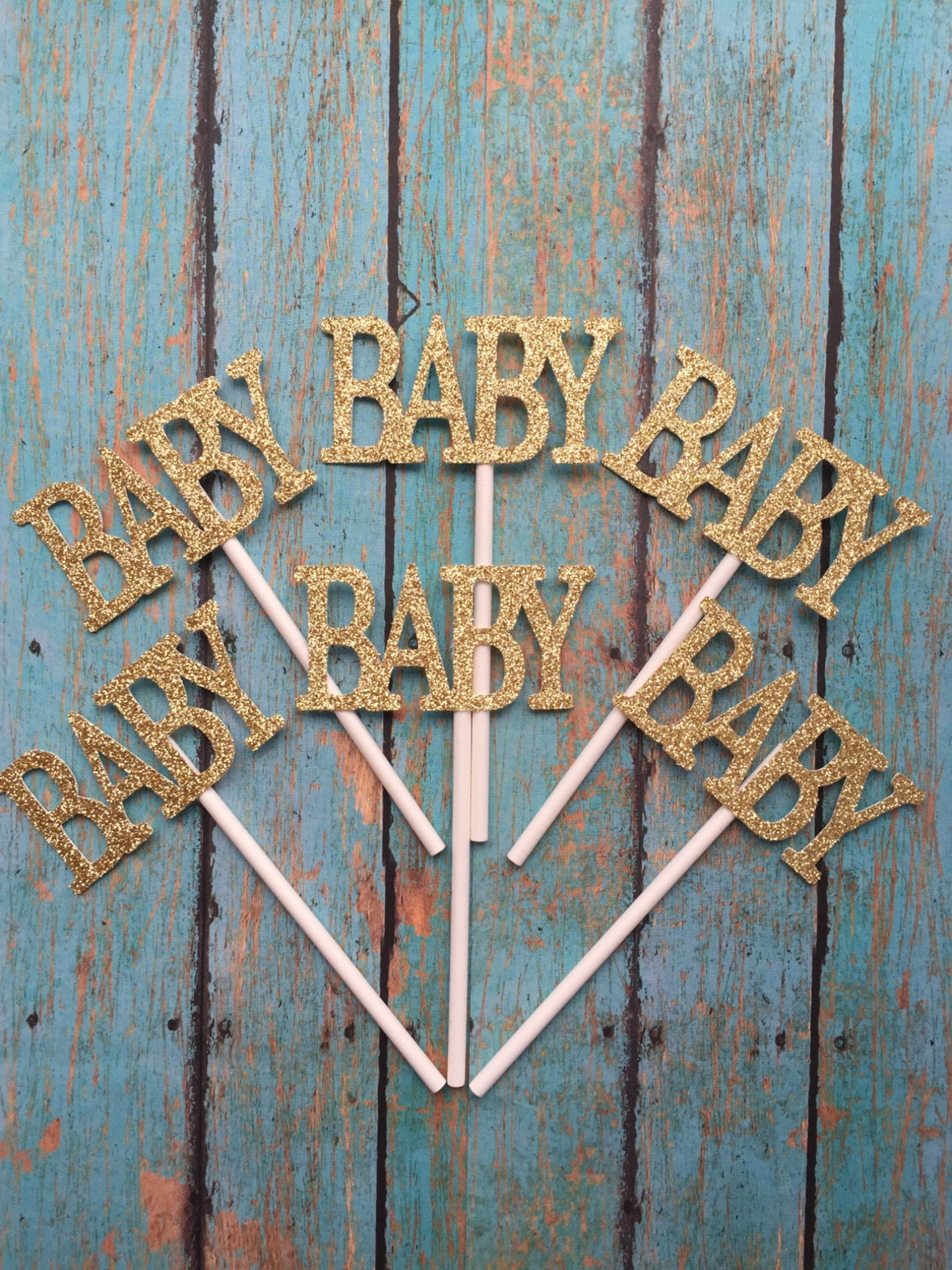 Baby Shower Cupcake Toppers Baby Cupcake Toppers Gold Baby Etsy