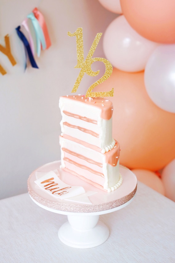 Adorno de pastel de medio cumpleaños, 6 meses de edad, decoraciones de  fiesta de 1/2 cumpleaños, accesorio de sesión de fotos, pastel Smash -   España