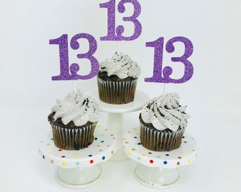 13th Birthday Cupcake Topper. Teenager Birthday Cupcake Decorations. 13 Birthday Party Cupcakes. Thirteenth Birthday, 16th, 18th, 21st