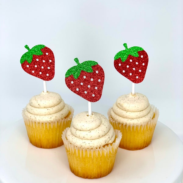 Berry First Birthday Strawberry Cupcake Topper, Strawberry 1st Birthday, First Birthday Party, Berry Party