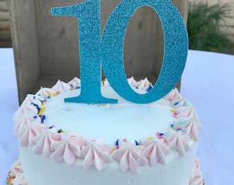 10 Cake Topper. Tenth Birthday Decorations, Ten Birthday Cake Topper. 10 Years Old. 10 Decorations. 20th, 40th, 50th, 60th, 70th, 80th