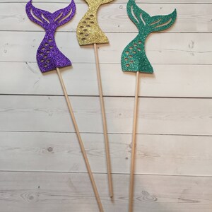 Mermaid Tail Centerpiece sticks, Mermaid Baby Shower Table Decorations, Bridal Shower Decor, Baby Centerpieces, Pregnant Mermaid Set of 3 image 4