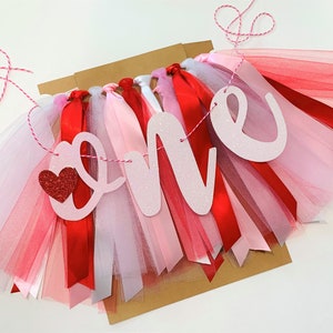 Valentines First Birthday High Chair Banner. Red, Pink and White, Smash Cake Photo Prop. 1st Birthday Photo Backdrop. One Banner.