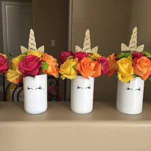 Unicorn Centerpieces, Unicorn Party, Unicorn Horn and Eyelash Centerpiece, Unicorn Table decorations, Unicorn Birthday Party DIY Set of 3 image 3