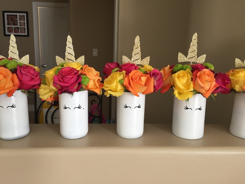 Unicorn Centerpieces, Unicorn Party, Unicorn Horn and Eyelash Centerpiece, Unicorn Table decorations, Unicorn Birthday Party DIY Set of 3 image 3