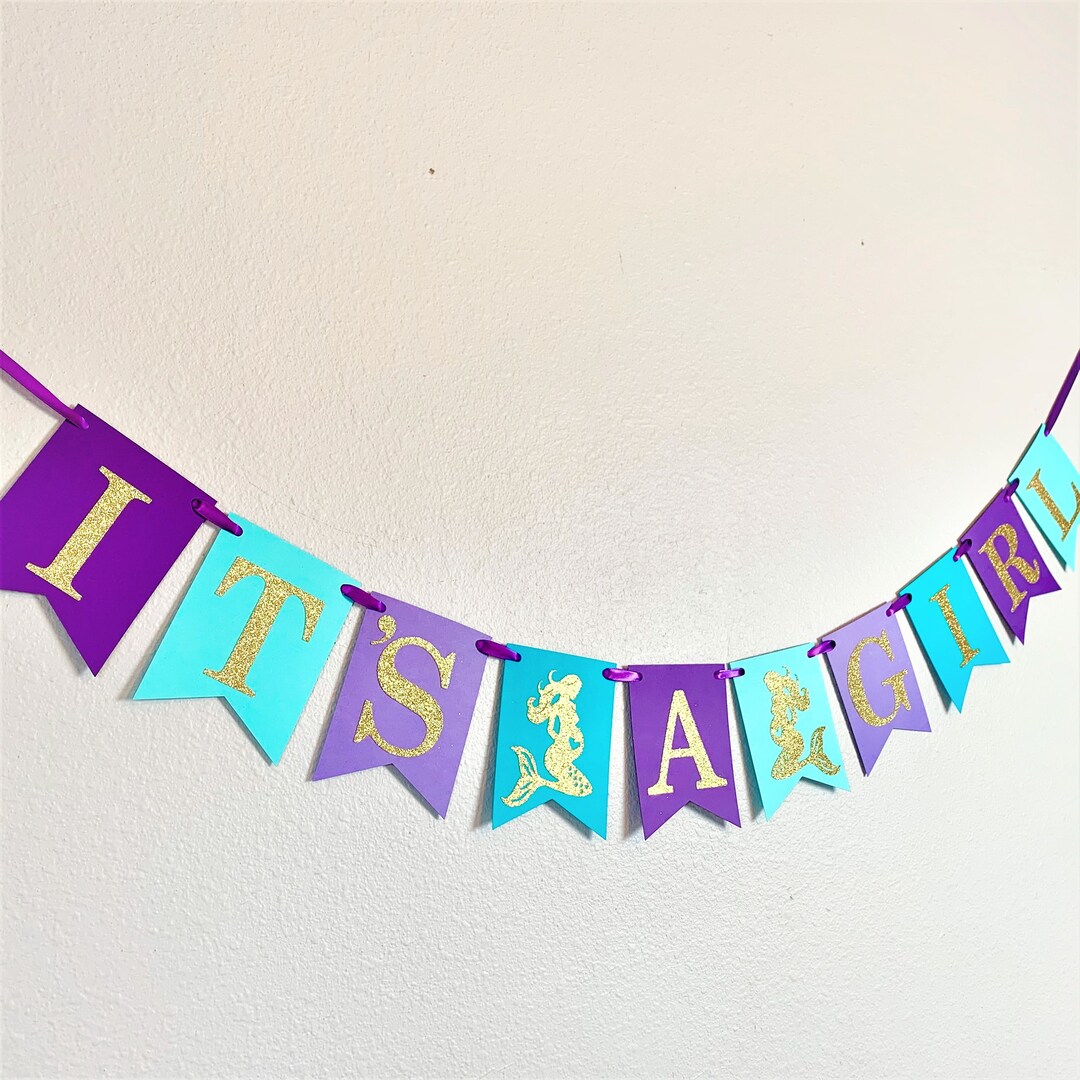 It's A Girl Mermaid Banner, Under the Sea Baby Shower, Mermaid Baby ...