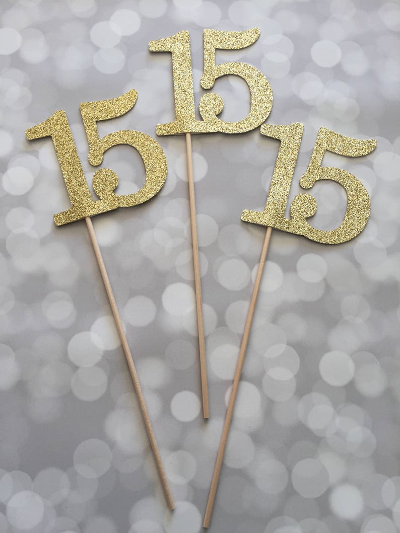 15th Birthday Decorations Number 15 Centerpiece Picks Table | Etsy
