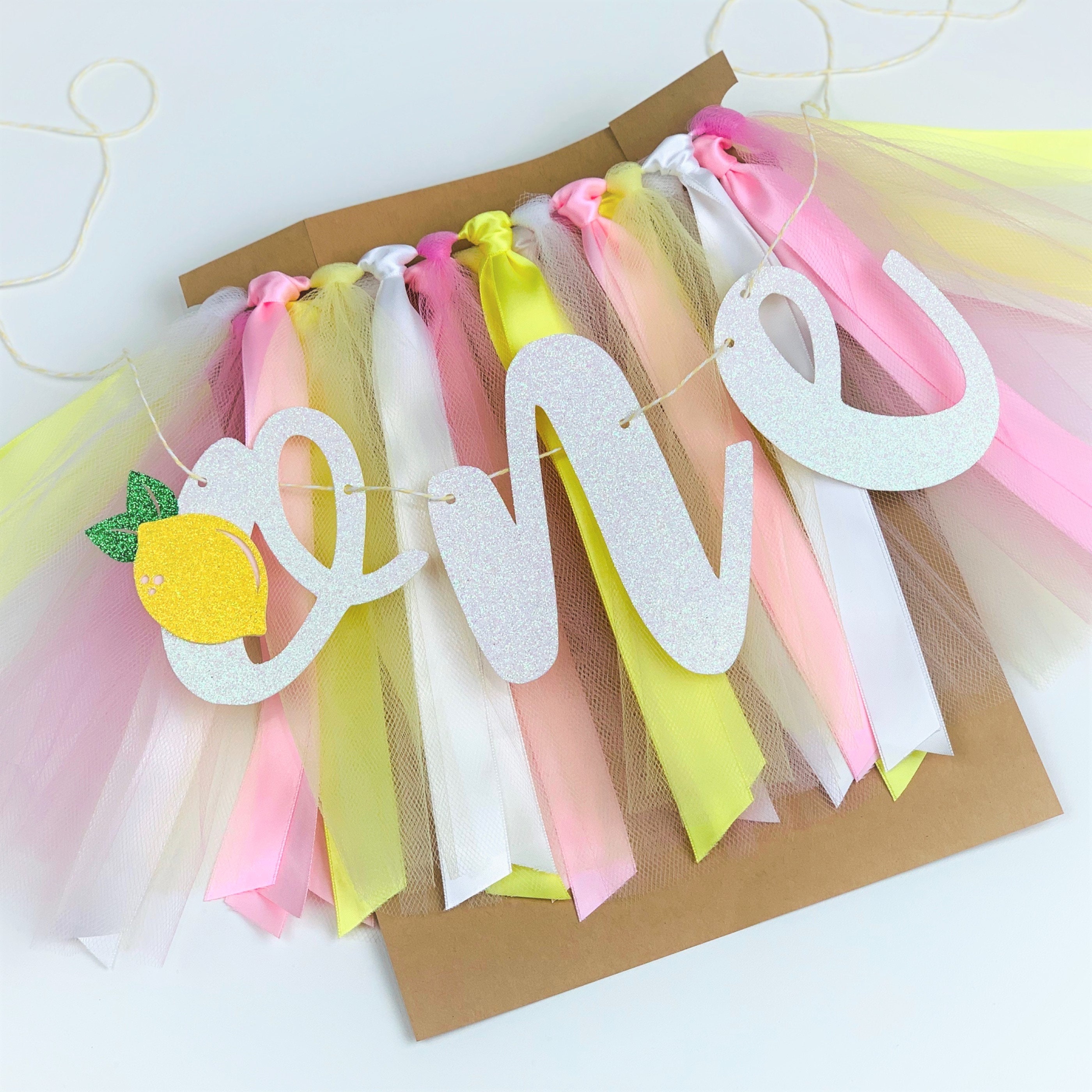 Lemon Theme First Birthday High Chair Banner. Lemonade Sweet One Tutu…