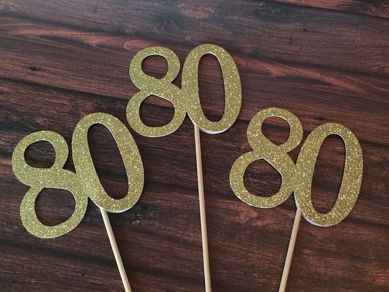 80th Birthday Decorations. 80 Centerpiece Sticks. Number 80 Table Decorations. 3 Count image 3
