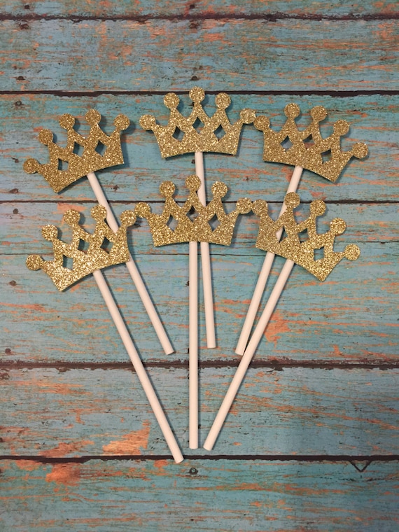 Crown Cupcake Toppers Crown Birthday Cupcake Toppers Etsy
