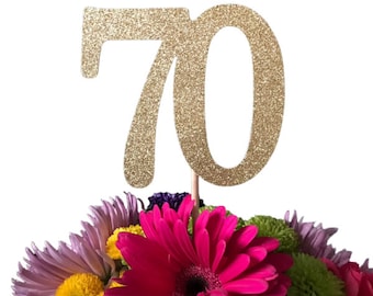 70 Centerpiece Picks, Glitter Seventy on a Stick, 70th Birthday Centerpiece Sticks, Seventy Sticks, Seventy Centerpiece Sticks (3 Count)