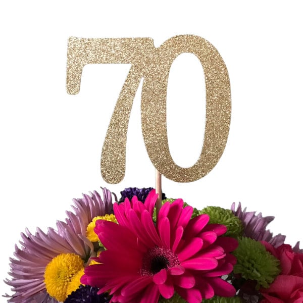 70 Centerpiece Picks, Glitter Seventy on a Stick, 70th Birthday Centerpiece Sticks, Seventy Sticks, Seventy Centerpiece Sticks (3 Count)