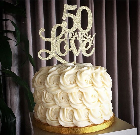 50 Ans De Gateau D Amour Topper 50e Anniversaire Cake Etsy