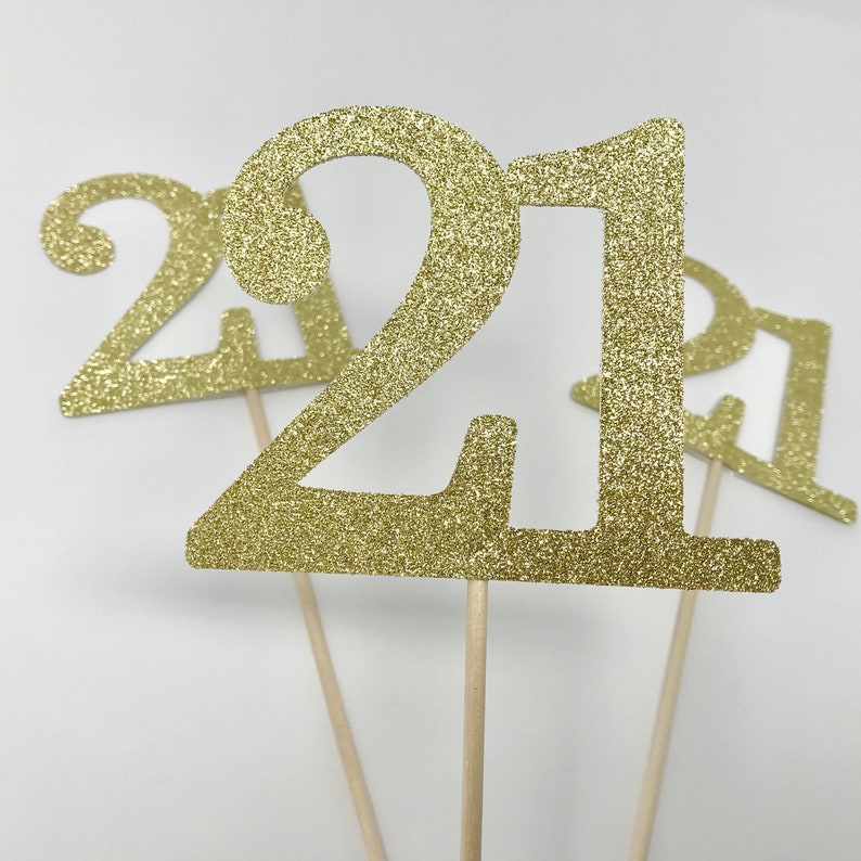 21st Birthday Decorations 21 Centerpiece Picks 21st Birthday Etsy