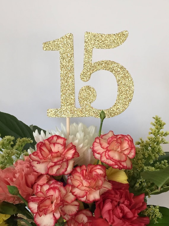 15th Birthday Decorations Number 15 Centerpiece Picks Table Etsy