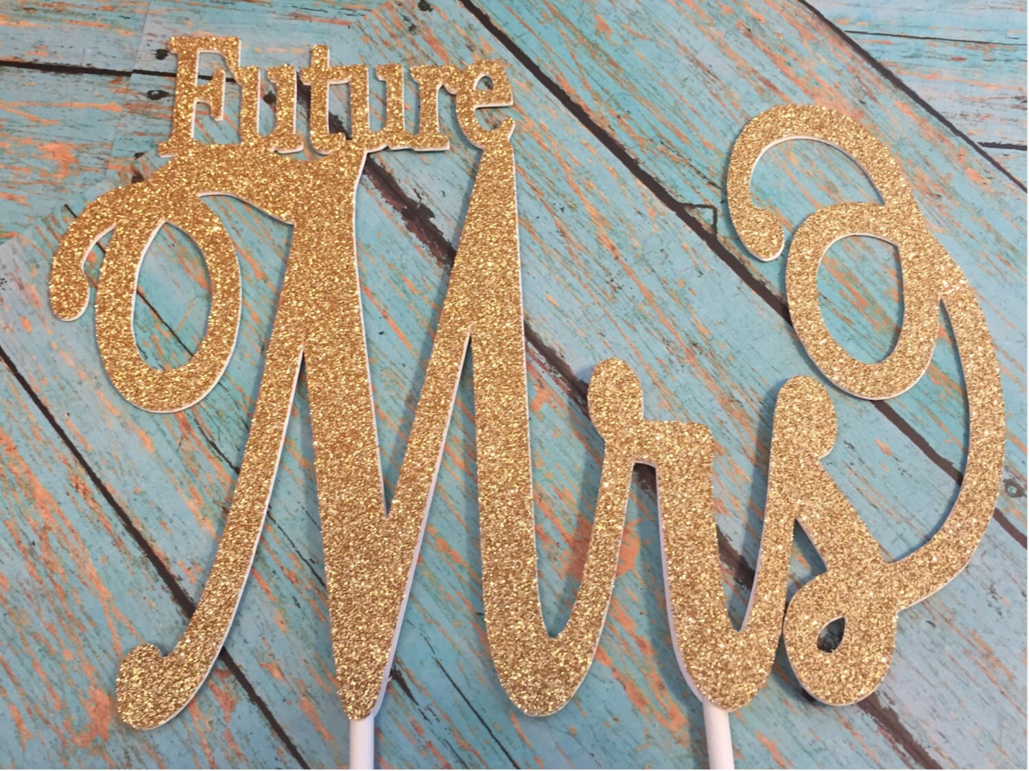 Bridal Shower Cake Topper Future Mrs Cake Topper Gold Bridal Etsy