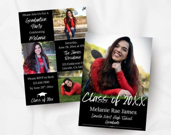 Modern Class of 2025 Graduation Announcement, Editable Graduation Invite Template, Grad Photo Invitation, Senior Graduation Party Invite GR5