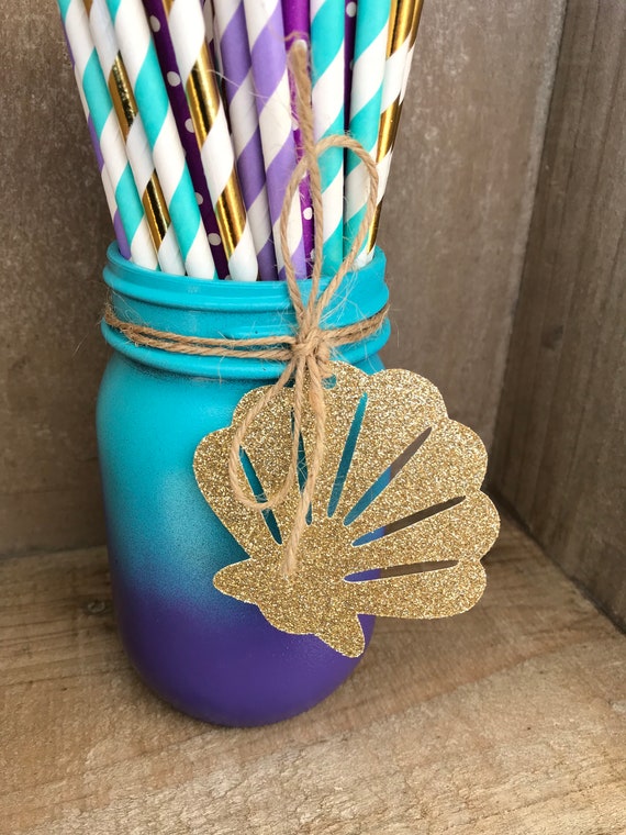 Seashell Jar Tags. Mermaid Centerpieces. Mermaid Party Decorations