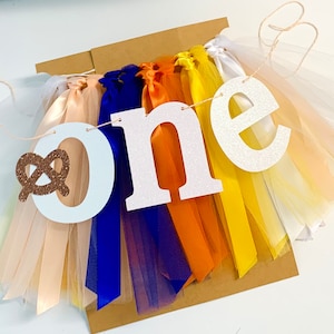 Oktoberfest themed One High Chair Tutu Skirt Banner, Fall Pumpkin Birthday Banner, Smash Cake Garland, 1st Birthday Photo Backdrop