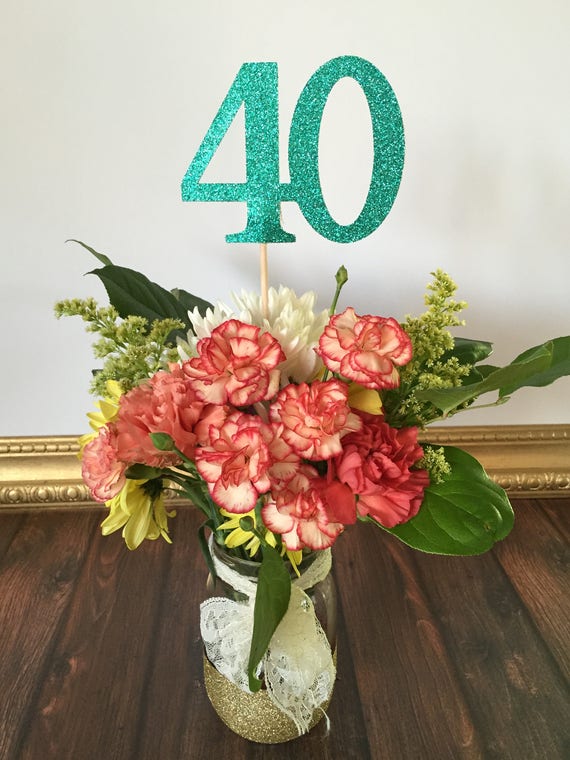 10-Pack Double Sided Glitter 40th Birthday Centerpiece Sticks - Rose Gold Table Toppers For Anniversary & Party Decor