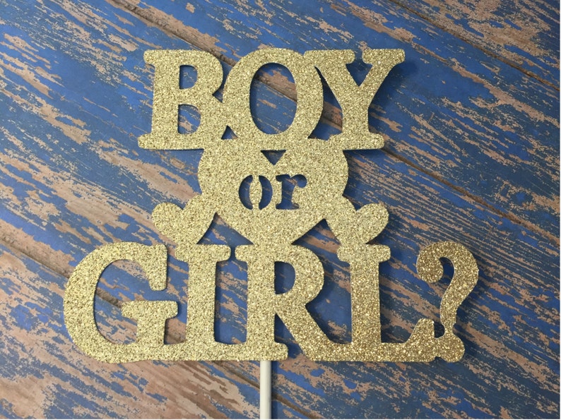 Gender Reveal Cake Topper, Boy or Girl Cake Topper, Baby Shower Cake Topper, Gold Gender Reveal Cake Topper, Gold Cake Topper image 1