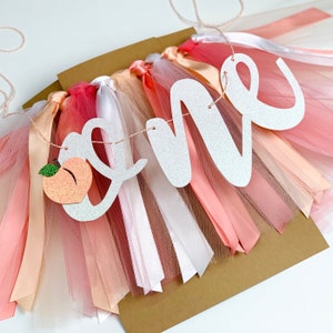 Peach Theme First Birthday High Chair Banner. Sweet As A Peach Tutu Skirt. One Sweet Peach Banner. Smash Cake Photo Prop Backdrop.