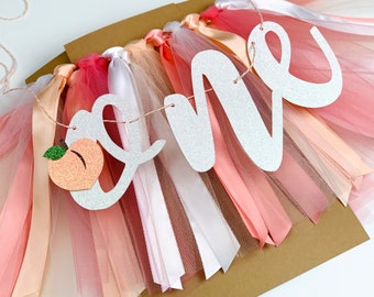 Peach Theme First Birthday High Chair Banner. Sweet As A Peach Tutu Skirt. One Sweet Peach Banner. Smash Cake Photo Prop Backdrop.