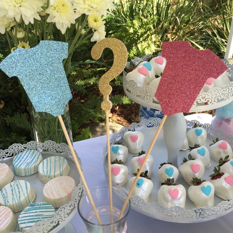 Gender Reveal Centerpiece Picks Boy Or Girl Centerpieces Etsy