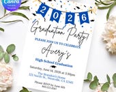 Graduation Invitation 2026, Graduation Announcement, Grad Party Invite, Graduation Decoration, Jr High Senior Grad, Printable Template